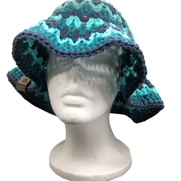 Crochet Bucket Hat | Aqua & Peacock - Picture 6 of 16